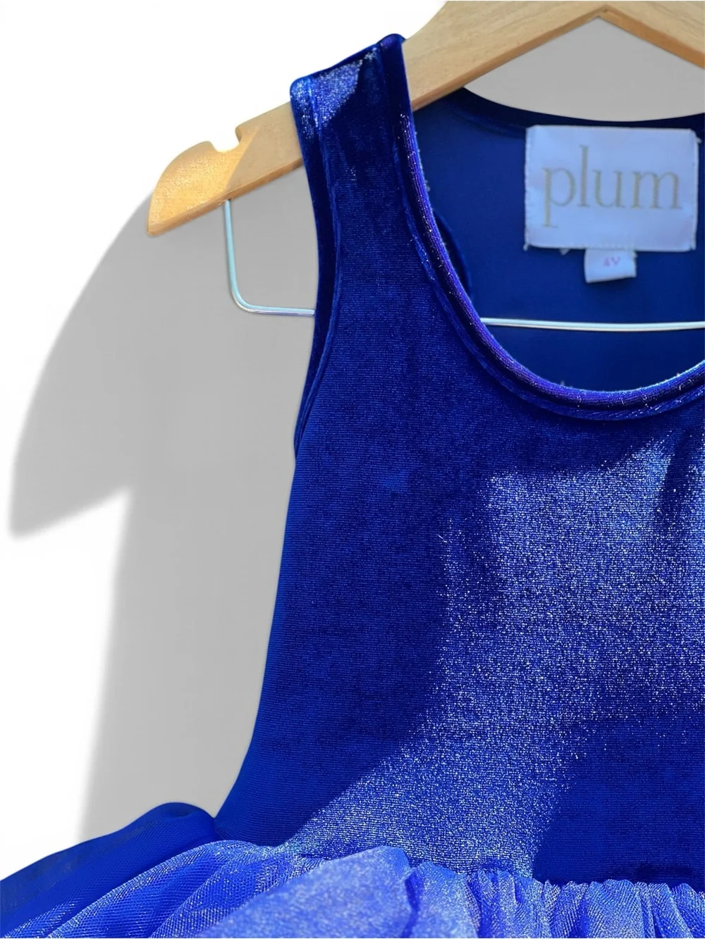 Plum Girls 4Y Royal Blue Velvet Sparkle Tutu Leotard Dress